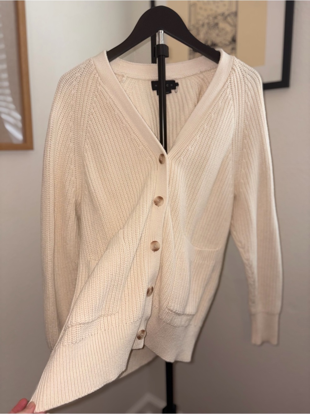 Hatch Cream V-Neck Button Cardigan Sweater